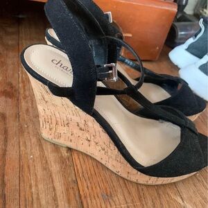 Charles David Black Wedge Sandals